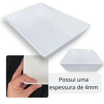 Kit 2 Travessas 49 Cm + 4 Travessas 35 Cm Retangulares Fundas para Buffet Melamina Profissional