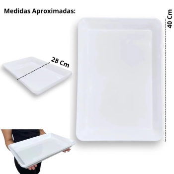 Kit 2 Travessas 40 Cm Retangulares para Buffet + 6 Travessas Pequenas 22,5 Cm em Melamina Profissional