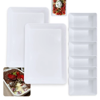 Kit 2 Travessas de 30 Cm para Buffet + 6 Travessas 22,5 Cm Pequenas em Melamina Profissional