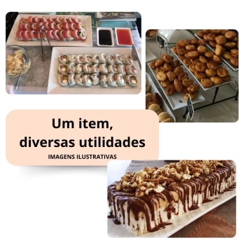 Kit 2 Travessas 44,5 Cm Retangulares para Buffet + 4 Travessas de 35 Cm Fundas em Melamina Profissional