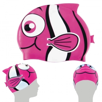 Kit Touca Infantil de Peixinho Rosa + Baldinho de Praia / Brinquedo de Praia com 8 Peas Rosa