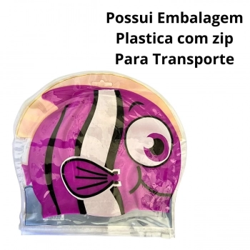 Kit Touca Infantil de Peixinho Rosa + Baldinho de Praia / Brinquedo de Praia com 8 Peas Rosa