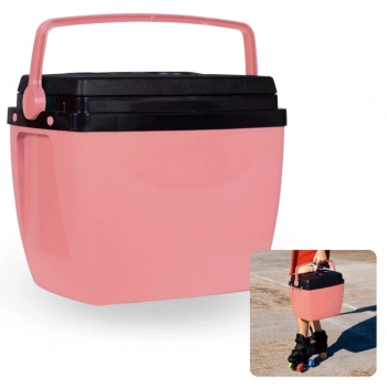 Kit Cadeira de Praia 4 Posies Alumnio + Caixa Trmica 18 Lts Rosa Pssego para Camping e Praia