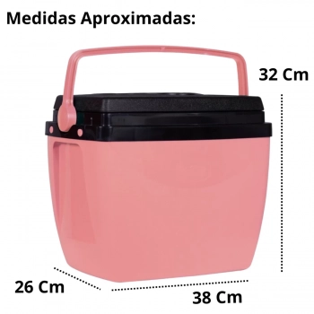 Kit 2 Cadeiras de Praia 4 Posies Alumnio + Caixa Trmica 18 Lts Rosa Pssego para Camping e Praia