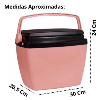 Kit Caixas Trmicas 6 Litros + 18 Litros Rosa Pssego com Ala Mor para Praia e Camping