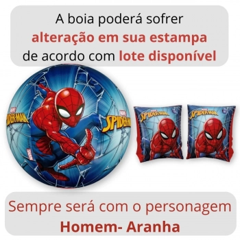 Kit Piscina 5000 Litros + Capa, Forro + Boia de Brao e Bola Homem Aranha + Mini Flutuador + 50 Mini Pastilhas Cloro 2g