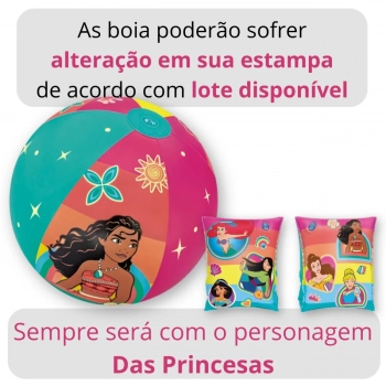 Kit Piscina 5000 Litros + Capa, Forro + Boia de Brao e Bola Princesas + Mini Flutuador + 50 Mini Pastilhas Cloro 2g