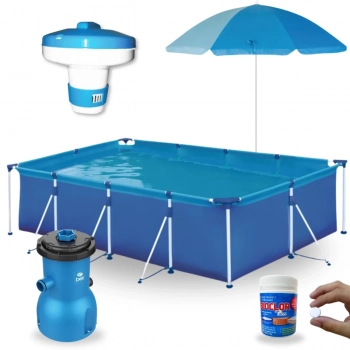 Kit Piscina 5000 L + Bomba 110v 3028 L/H + Guarda Sol 1,50 M + Mini Clorador + 50 Mini Pastilhas Dicloro Bioclor 2 G