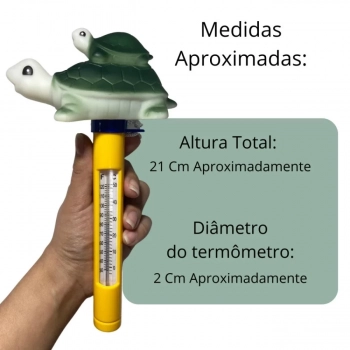 Kit Piscina Termmetro de Tartaruga + Clorador Flutuante Grande + 2 Pastilhas de Cloro 5 em 1