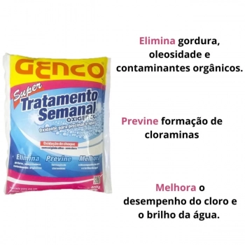 Kit 4 Und Super Tratamento Semanal Oxigenco + Termmetro Flutuante Tartaruga para Piscina Spa / Ofur