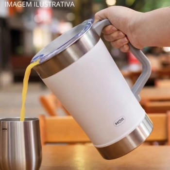 Jarra Termica 1,9l Ao Inox com Tampa Branca Jug Mor Parede Dupla Copo Termico Gigante Caneca Cerveja Caf