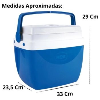 Kit Caixa Termica Azul Cooler 12 Litros + Esteira de Praia em Palha 1,80m X 60cm