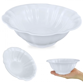 Kit 2 Travessas para Buffet Salada 41cm Curva Funda + Tigelas Ovais Flor 650ml Melamina para Restaurante