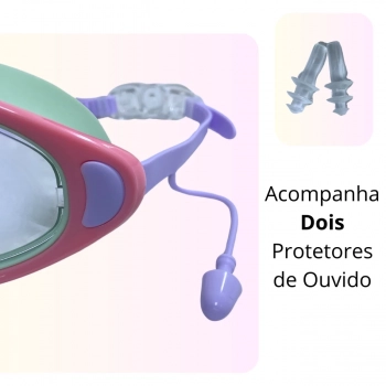 Kit Colete Infantil 2 a 8 Anos + culos de Natao com Bandana Proteo Uv/ Antiembaante Rosa