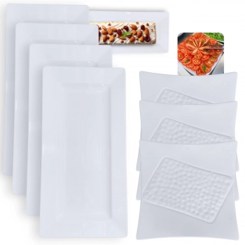 Kit 3 Travessas 30,5 Cm Ilustrada + 4 Travessas 44,5 Cm para Buffet Restaurante Profissional Melamina