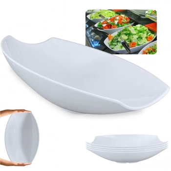 Kit 4 Travessas para Buffet Salada 41cm Oval Curva Funda para Restaurante Profissional Melamina Branca