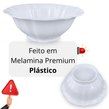 Kit 2 Tigelas Cumbuca Redondas Pequenas Formato Flor Delicado 650 Ml Brancas para Salada e Fruteira Melamina