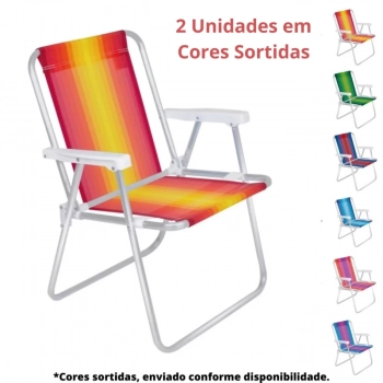 Kit Guarda Sol 2,40 M Articulado + 2 Cadeiras de Praia + Caixa Trmica 26 Lts Mor