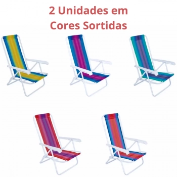 Kit Guarda Sol 2,40m Laranja Articulado + 2 Cadeiras de Praia Piscina 4 Posies em Ao