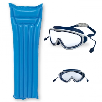 Kit culos de Natao Proteo Uv/ Antiembaante Azul + Boia Colcho Inflvel 1,83 M X 69 Cm