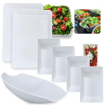 Kit 2 Travessas Buffet 40cm + 4 Travessas 22,5cm + Travessa Oval Curva 46cm para Restaurante em Melamina