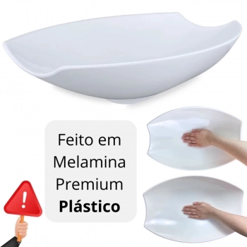 Kit 4 Travessas para Buffet Salada Pares de 46cm e 41cm Oval Funda para Restaurante Buffet Melamina Resistente