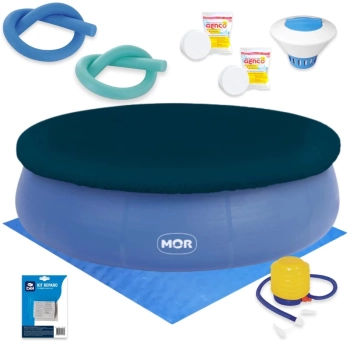 Kit Piscina Grande Mor Inflvel 12.000l + Capa e Forro + Mini Bomba + Clorador + 2 Cloros + 2 Espaguetes