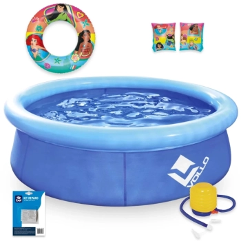 Kit Piscina Infantil 1000 Litros Inflvel Vollo + Boias Princesas Disney + Mini Bomba