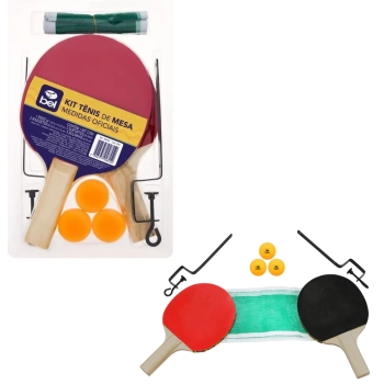 Kit Ping-pong 2 Raquetes + Suporte + Rede + 3 Bolinhas Bel