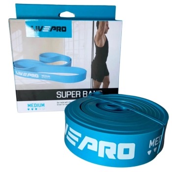 Faixa Elstica Super Band 3,2 Cm Extensor de Intensidade Mdia Azul Liveup Exerccios