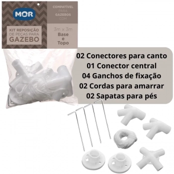 Conjunto 2 Paredes + Kit Conectores para Gazebo Tenda 3x3 Metros