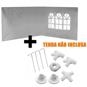 Conjunto 2 Paredes + Kit Conectores para Gazebo Tenda 3x3 Metros