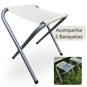 Mesa Dobrvel com Banquetas em Alumnio Maleta Domo com Ala para Camping e Pesca