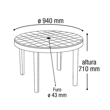 Mesa Redonda Plstica Desmontvel Preta 94 Cm