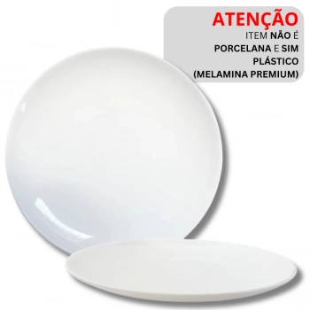 Prato Raso Branco 25,5 Cm em Melamina Premium / Plstico