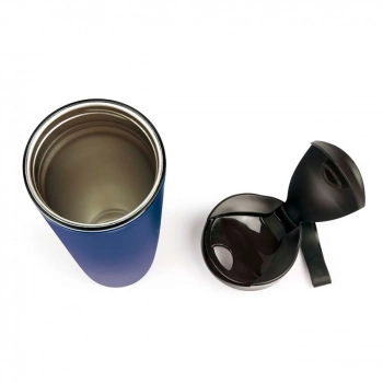 Copo com Tampa para Caf 450ml Ao Inox Antiqueda Azul