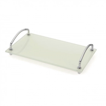 Bandeja Organizadora de Bancada 15x25 Cm Vidro Branco