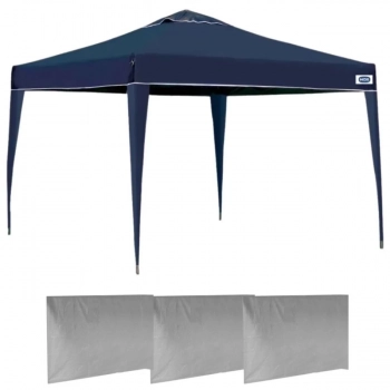 Kit Tenda Gazebo Dobrvel Azul 3x3 M Mor + 3 Paredes Brancas