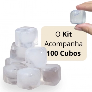 Kit 100 Cubos de Gelo Artificial Reutilizvel em Plstico Quadrado 2,5 Cm X 2,5 Cm