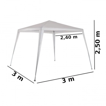 Kit Tenda Gazebo de Encaixe Branca 2,40 M X 3 M + 4 Paredes Mor