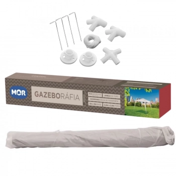 Kit Tenda Gazebo de Encaixe Branca 2,40 M X 3 M + 4 Paredes Mor