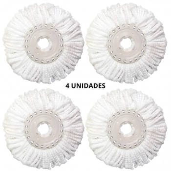 Kit 4 Unidades de Refil para Esfrego Mop Limpeza Prtica Mor