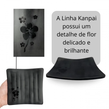 Prato Quadrado 14 Cm Kanpai Preto Melamina Premium para Restaurante Japons, Sushi e Petiscos