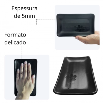 Kit 25 Travessas Pratos Retangulares Pretos para Petiscos e Sushi 17,8 Cm para Restaurante Melamina Premium