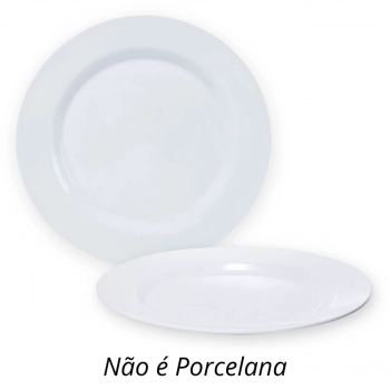 Conjunto de Pratos Rasos Brancos 10 Unidades 28 Cm Jantar Melamina