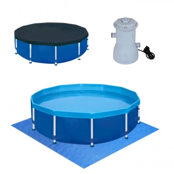 Kit Piscina Circular Estrutural 4500 L + Capa + Forro + Filtro 220v Mor