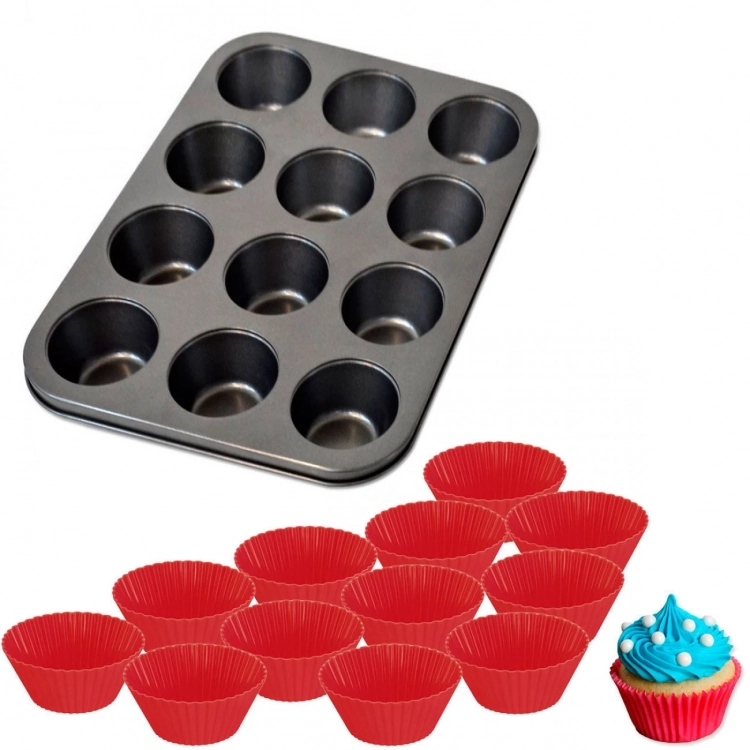 Jogo 12 Formas em Silicone para Muffins