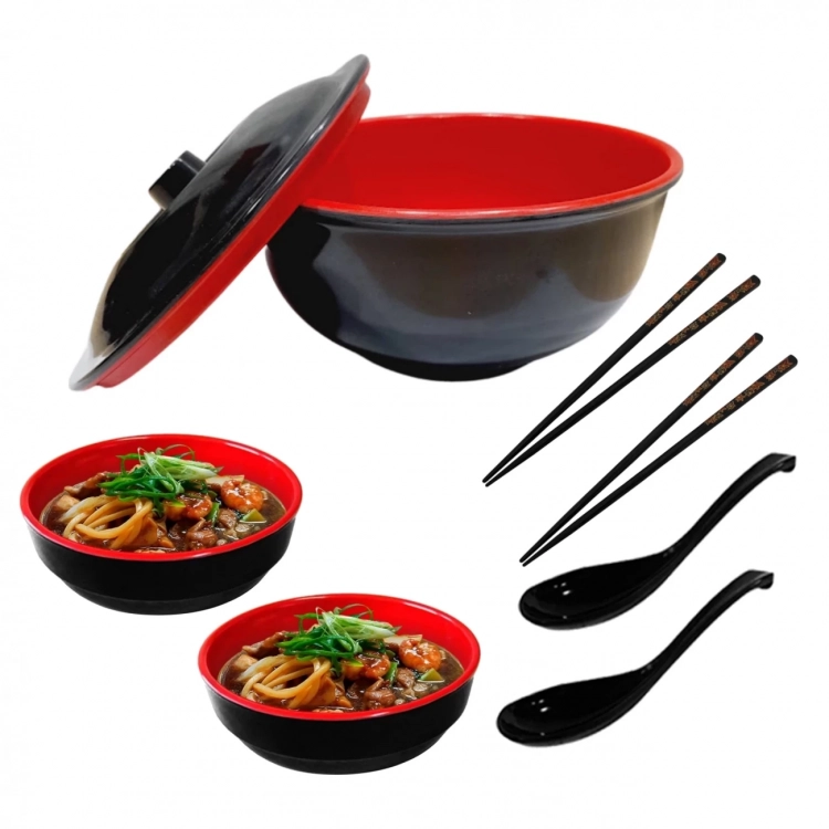 Mandiali e-Shop : Kit para Comida Japonesa 2 Tigelas + Pratos + 2 Colheres  + 2 Pares de Hashi