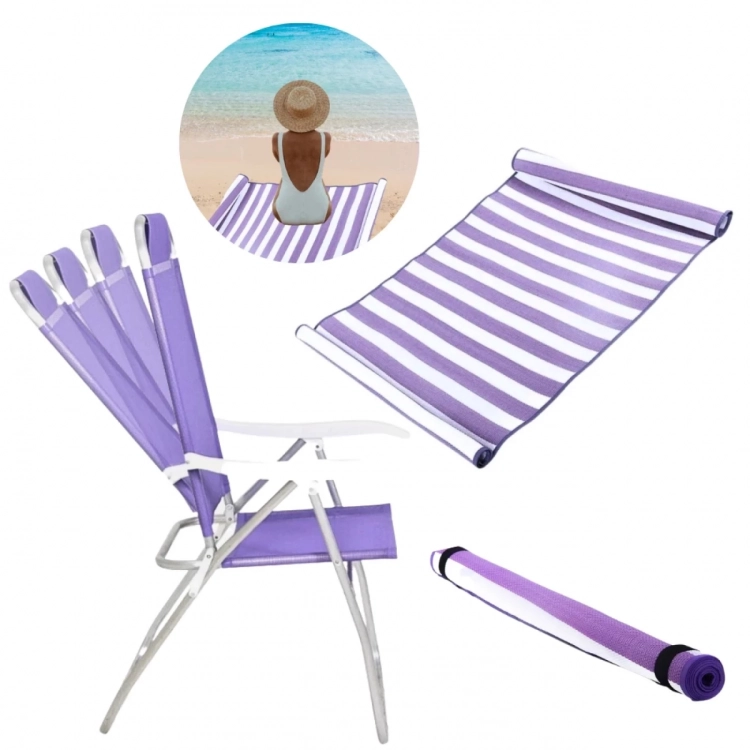 Mandiali E Shop Kit Cadeira De Praia Dobr Vel Esteira Rolo Com Al A Lilas