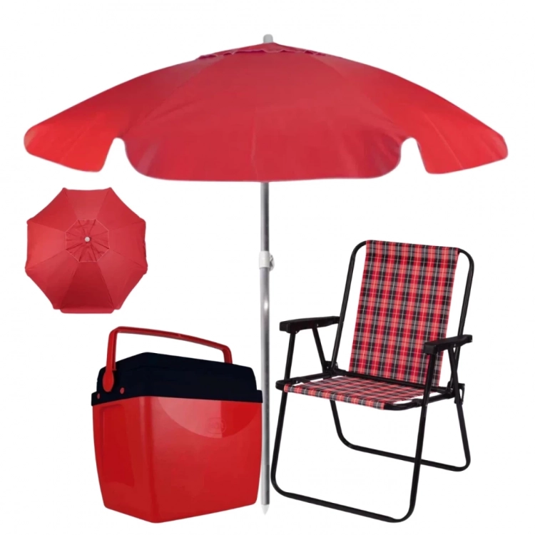 Mandiali E Shop Kit Vermelho Preto Com Guarda Sol M Cooler